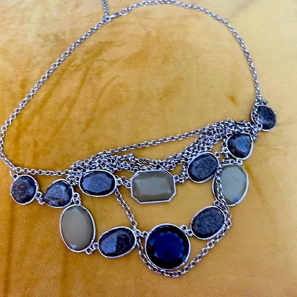 Costume necklace neutral with grey tone free gift with the grey dress
